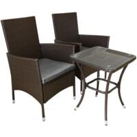 Garden Outdoor Rattan Bistro Set Furniture 3 PCs Patio Weave Companion Chair Table Set Conservatory Balcony 2 Seater Brown FREE Rain Cover - Brown
