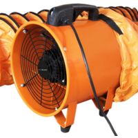 Dust Extractor Ventilation Fan 300mm Portable 12m Duct Hose Workshop Fume Air Blower Industrial PVC Ducting Ventilator - Orange