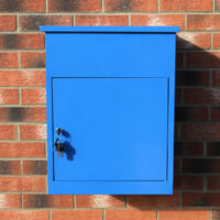 Parcel Post Box Lockable Wall Mounted Secure Large Outdoor Letter Smart Mail Drop Box Weatherproof Galvanised Steel | 6 Keys | 580 x 460 x 360mm - Blue
