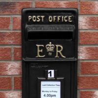 Royal Mail Post Box ER Cast Iron Wall Mounted Wedding Authentic Pillar Replica Lockable Post Office Letter Box Black - Black