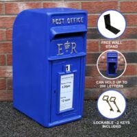 Royal Mail Post Box Scottish Cast Iron Wall Mounted Royal Mail Wedding Authentic Pillar Replica Lockable Post Office Letter Box Blue - Blue