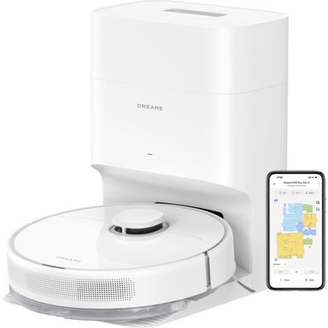 Dreame D10 Plus gens 2 Staubsauger Roboter mit Absaugstation,Saugroboter mit Wischfunktion 6000Pa Weiß