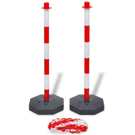 vidaXL Pfosten-Set mit Absperrkette 10 m Kunststoff