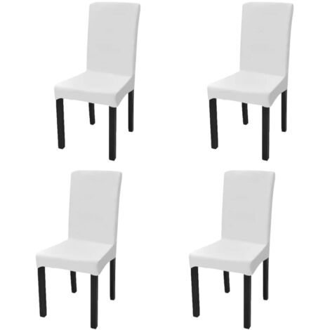 vidaXL Straight Stretchable Chair Cover 4 pcs White