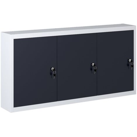 vidaXL Wall Mounted Tool Cabinet Industrial Style Metal Grey and Black
