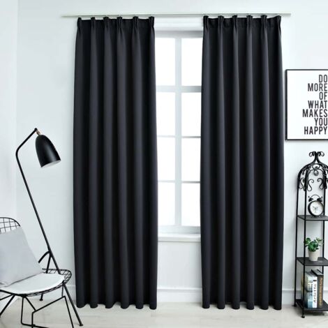vidaXL Verdunkelungsvorhänge mit Haken 2 Stück Schwarz 140x245 cm