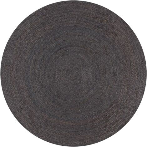 vidaXL Teppich Handgefertigt Jute Rund 90 cm Dunkelgrau