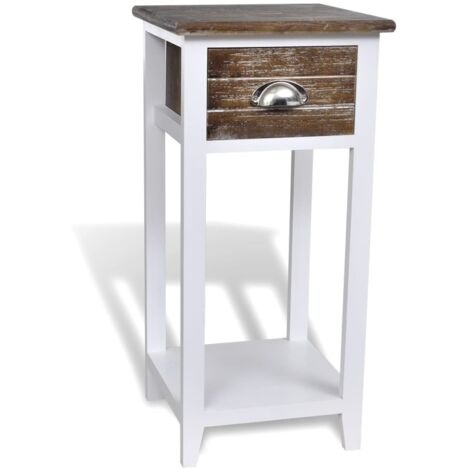 vidaXL Nightstand with 1 Drawer Brown and White