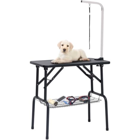 vidaXL Adjustable Dog Grooming Table with 1 Loop and Basket