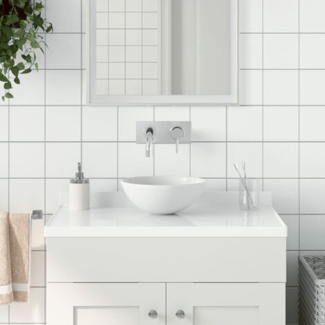vidaXL Waschbecken Badezimmer Keramik Weiß Matt Rund
