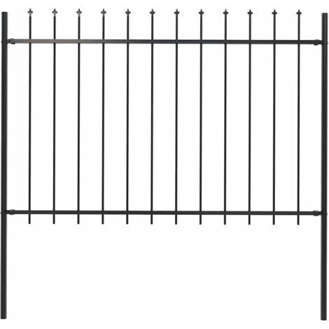 vidaXL Gartenzaun mit Lanzenoberteil Stahl 1,7 x 1,2 m Schwarz