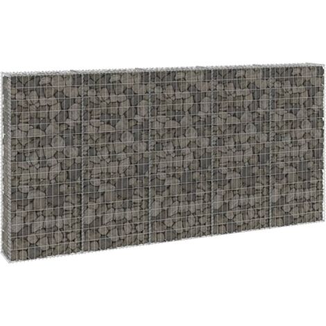 vidaXL Gabionenwand mit Abdeckung Verzinkter Stahl 300x30x150 cm