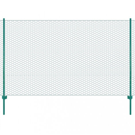 vidaXL Wire Mesh Fence with Posts Steel 25x2 m Green