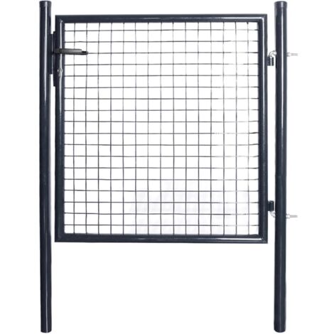vidaXL Mesh-Gartentor Verzinkter Stahl 85,5x100 cm Grau
