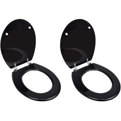 vidaXL Toilet Seats with Lids 2 pcs MDF Black (2x140802)