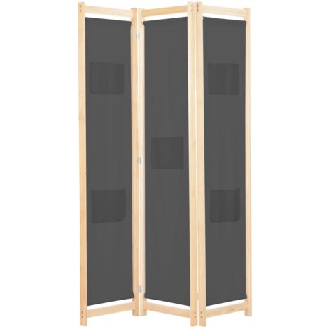 vidaXL 3-Panel Room Divider Grey 120x170x4 cm Fabric