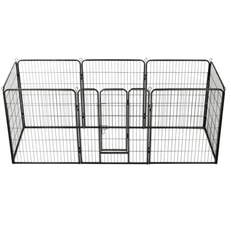 vidaXL Hunde-Laufgitter 8 Paneele Stahl 80 x 100 cm Schwarz