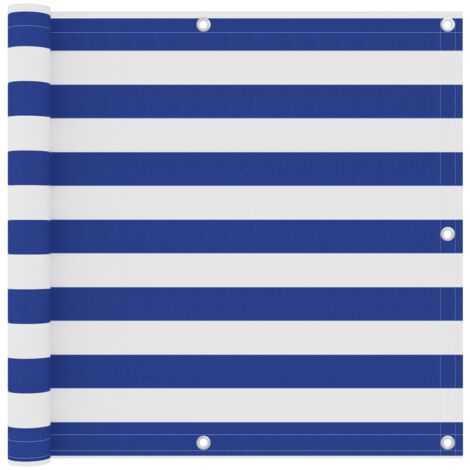 vidaXL Balcony Screen White and Blue 90x600 cm Oxford Fabric