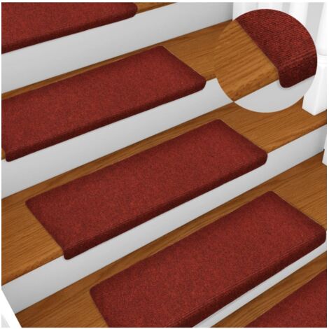 vidaXL Treppenmatten 15 Stk. Nadelvlies 65x21x4 cm Rot