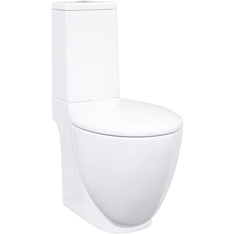 vidaXL Keramik-Toilette Abgang Horizontal Weiß