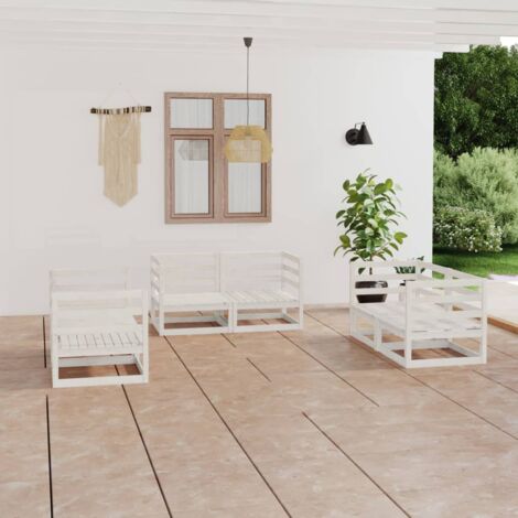 vidaXL 6-tlg. Garten-Lounge-Set Weiß Massivholz Kiefer (1/5)