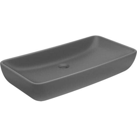 vidaXL Luxury Basin Rectangular Matt Dark Grey 71x38 cm Ceramic