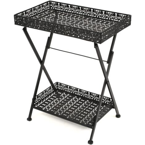 vidaXL Folding Tea Table Vintage Style Metal 58x35x72 cm Black