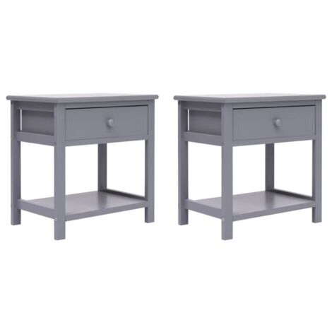 vidaXL Nightstands 2 pcs Grey 40x29x42 cm Paulownia Wood