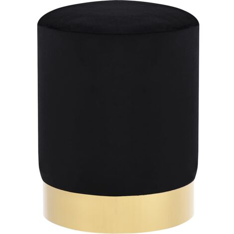 vidaXL Stool Black and Gold Velvet 28 x 36 cm