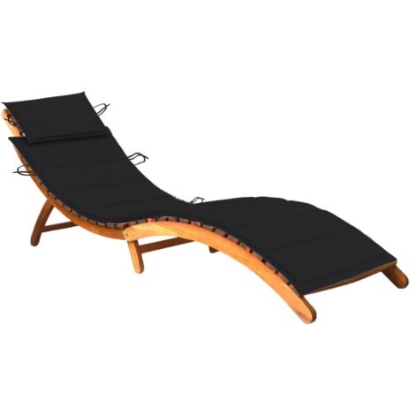 vidaXL Garden Sun Lounger with Cushion Solid Acacia Wood