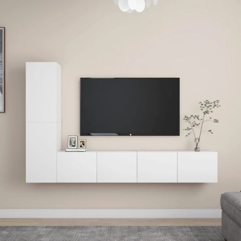 vidaXL TV-Möbelset 4 Teile Weiß Ingenieurholz