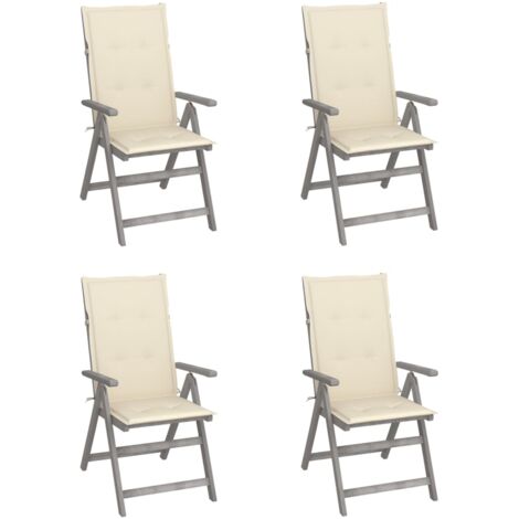 vidaXL Garden Reclining Chairs 4 pcs with Cushions Solid Acacia Wood (2x310617+43182)