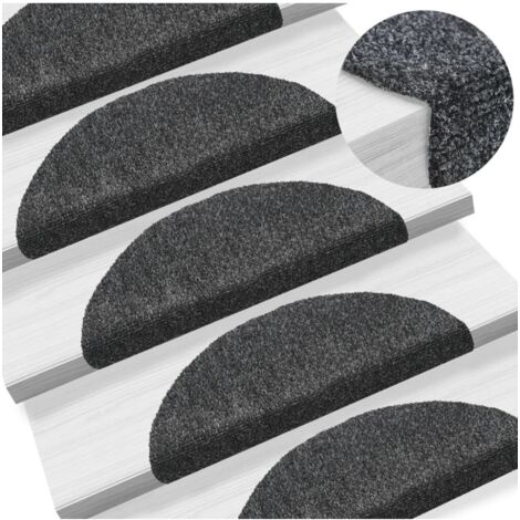 Selbstklebende Treppenteppiche 10 Stück Dunkelgrau 56x17x3 cm