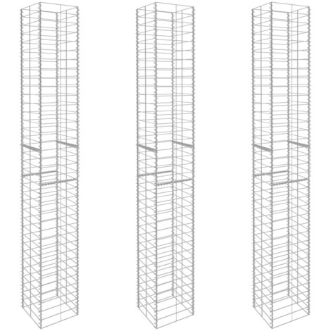 Gabion-Panels 3 Stück Verzinkter Stahl 25 x 25 x 197 cm