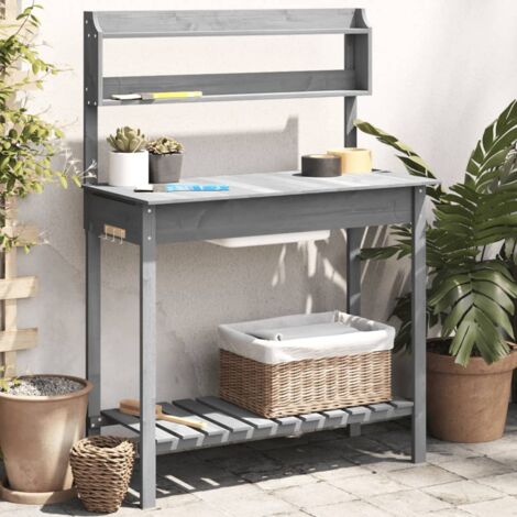 vidaXL Pflanztisch mit Waschbecken 147,5x44x139,5 cm Massivholz Tanne