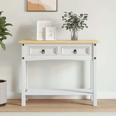 vidaXL Console Table Mexican Pine Corona Range White 90x34,5x73 cm (1/5)