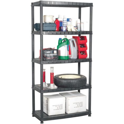 vidaXL Storage Shelf 5-Tier Black 91,5x45,7x185 cm Plastic