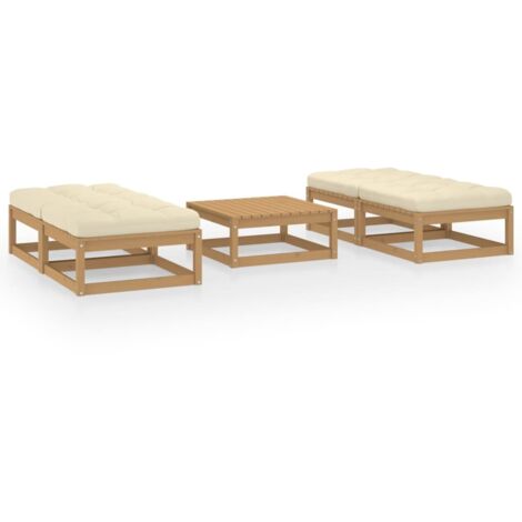 vidaXL 5 Piece Garden Lounge Set with Cushions Solid Wood Pine (805673+2x805743) (1/5)