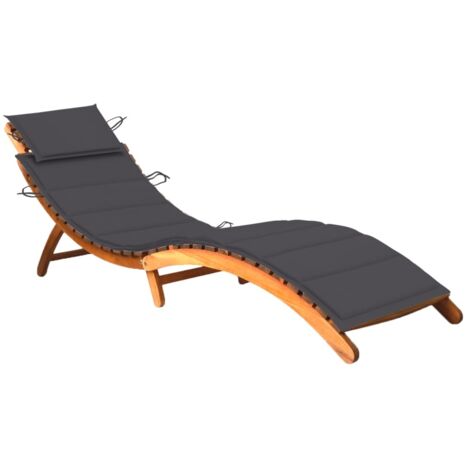 vidaXL Garden Sun Lounger with Cushion Solid Acacia Wood