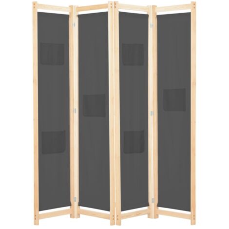 4-teiliger Raumteiler Grau 160 x 170 x 4 cm Stoff vidaXL