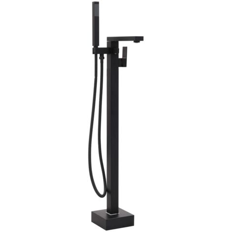 vidaXL Freistehende Badewannenarmatur Schwarz Edelstahl 90 cm