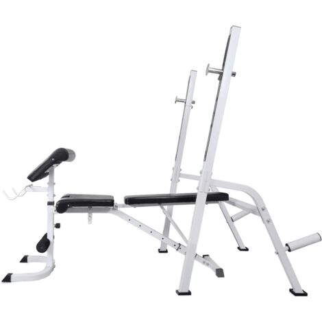 vidaXL Hantelbank mit Ablage, Langhantel und Kurzhantel Set 60,5 kg