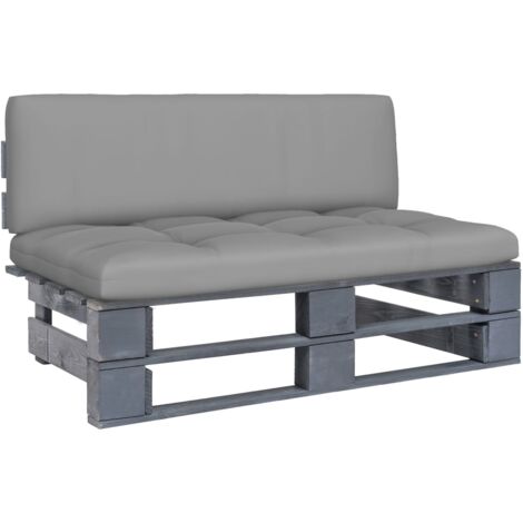 vidaXL Outdoor-Mittelsofa Paletten Imprägniertes Kiefernholz Grau