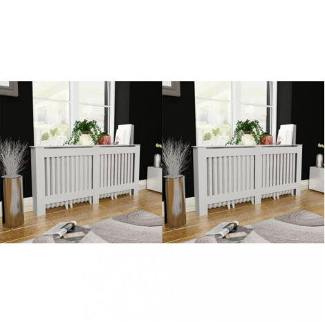 vidaXL Heizkörperabdeckung 2 Stk. Weiß MDF 172 cm