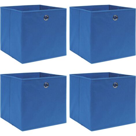 Aufbewahrungsboxen 4 Stück Blau 32x32x32 cm Stoff
