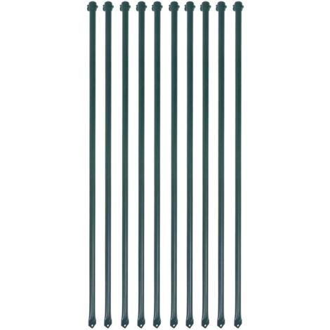 vidaXL Garden Posts 10 pcs 1 m Metal Green
