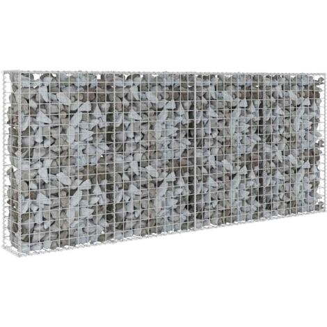 vidaXL Gabionenwand mit Abdeckung Verzinkter Stahl 200×20×85 cm