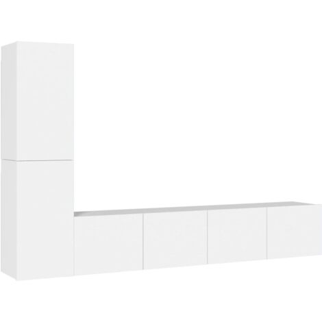 vidaXL 4 Piece TV Cabinet Set White Engineered Wood