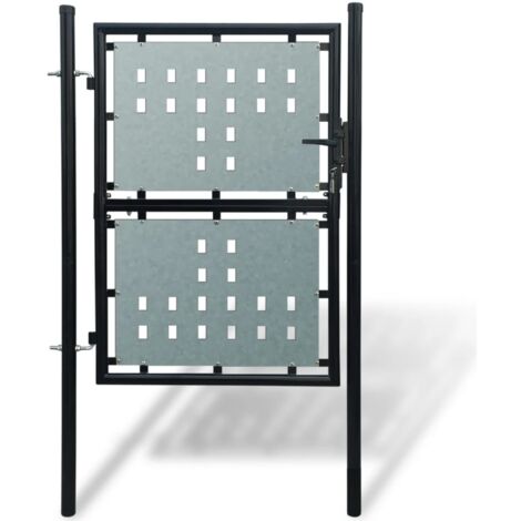 vidaXL Zauntor (Einzeltor) Schwarz 100x200 cm