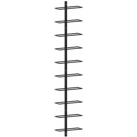 vidaXL Wall-mounted Wine Rack for 10 Bottles Black Metal